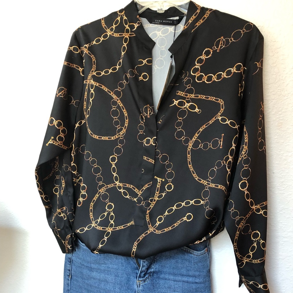 Zara black/gold chain tunic